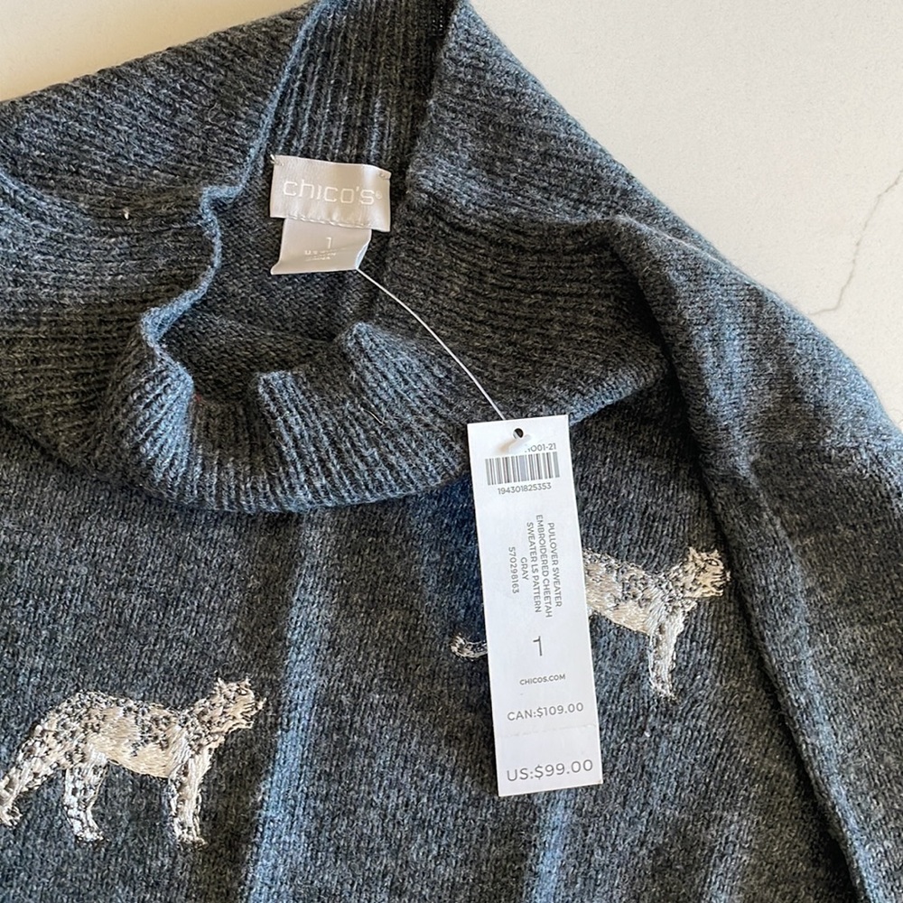 Chicos Leopard Sweater - Size 1 - Picture 5 of 5